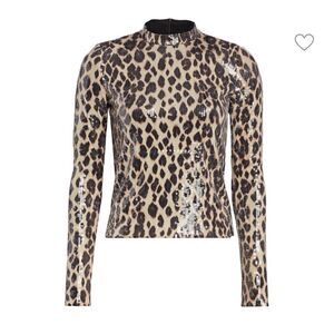 A.L.C. Marshall Sequin Leopard Animal Print Top